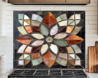 Glass Backsplash, Pattern Tile Look One Piece Tempered Glass Kitchen SplashBack For Stove Behind, Marble Look Backsplash, Kitchen Backsplash