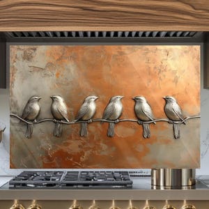 Birds on Branch Backsplash van gehard glas: hitte- en spatbestendig keukenpaneel