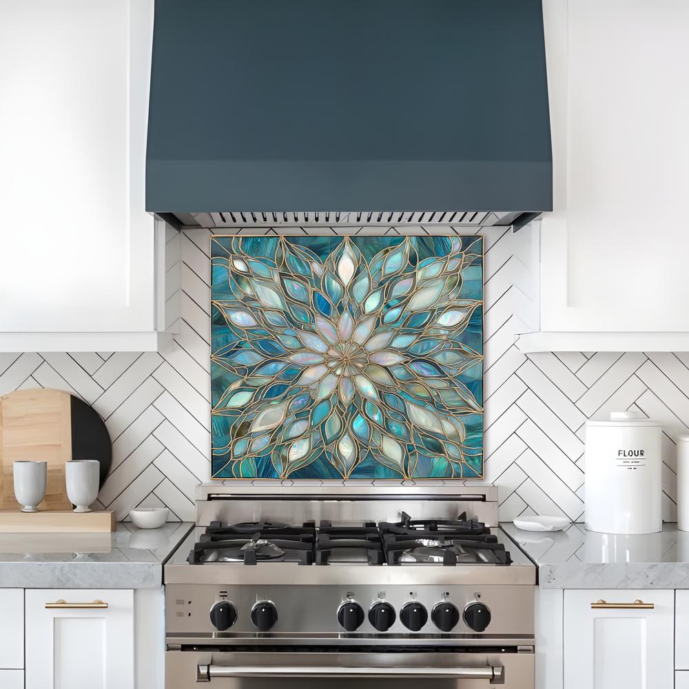Patterned Tiled Splashbacks Glass Backsplash, Pattern Tile Look One Piece Tempered Glass Kitchen ...