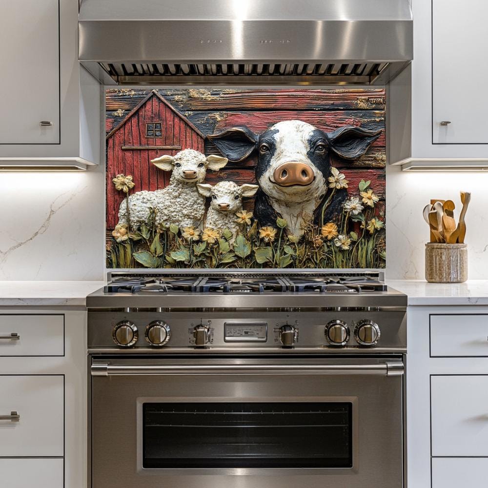 Cute Animals Glass Backsplash for Kitchen – Decorative Glass Tile ...