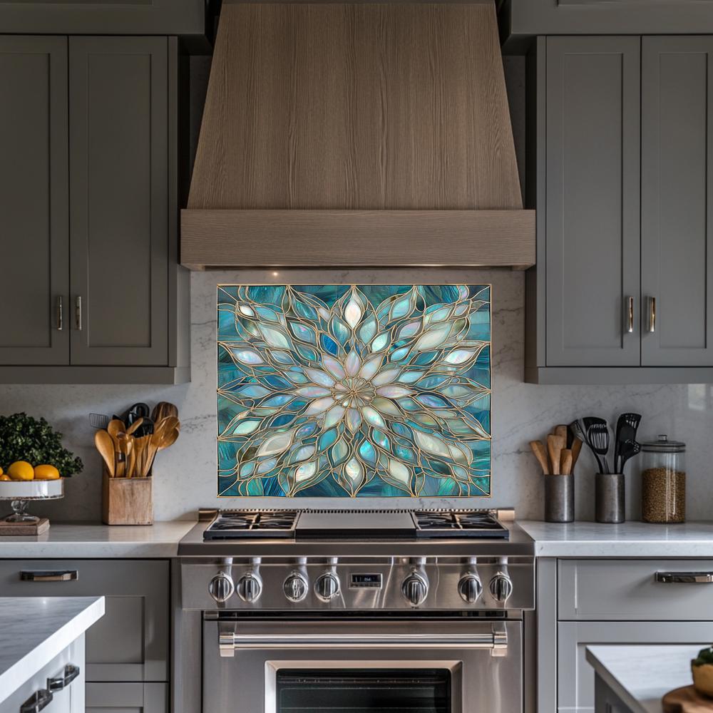 Patterned Tiled Splashbacks Glass Backsplash, Pattern Tile Look One Piece Tempered Glass Kitchen ...