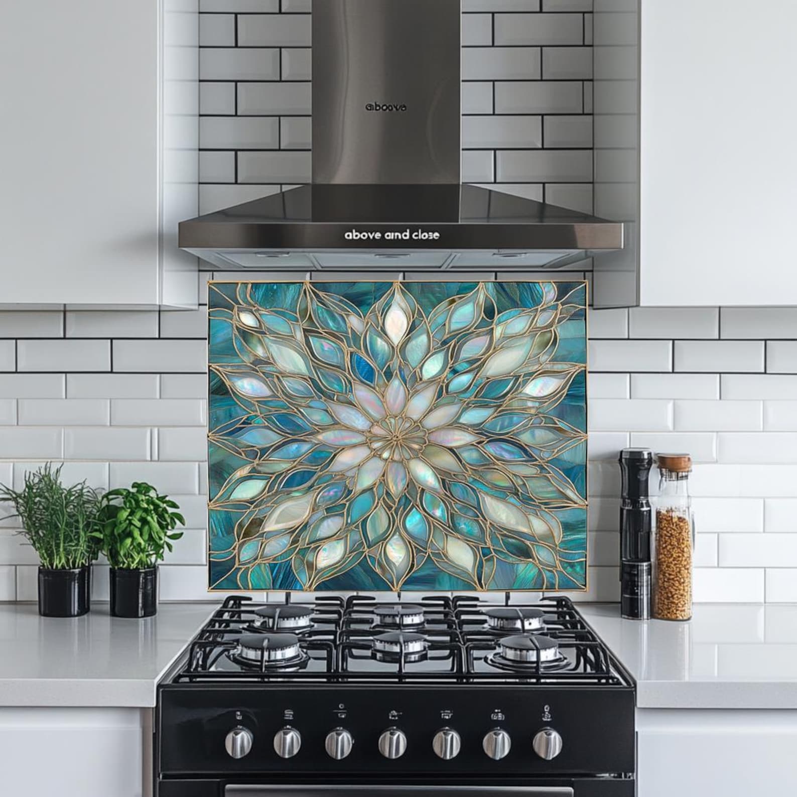 Patterned Tiled Splashbacks Glass Backsplash, Pattern Tile Look One Piece Tempered Glass Kitchen ...