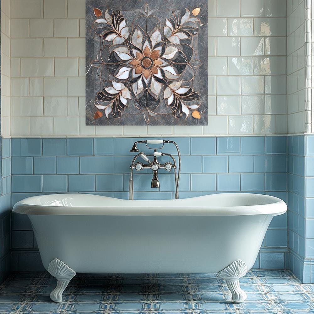 Patterned Tiled Splashbacks Glass Backsplash, Pattern Tile Look One Piece Tempered Glass Kitchen ...