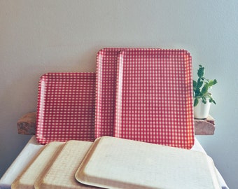 1 of 6 Retro Plastic Tray From the 1970s / Red White Net