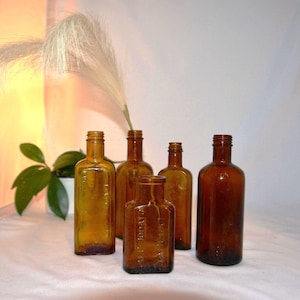 Lot of 5 Antique Thick Glass Medical Bottles