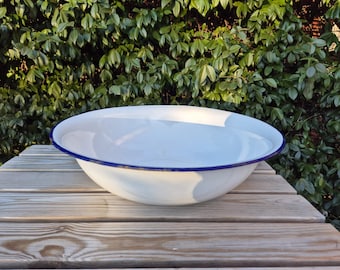 Vintage Enamel Wash Basin / Mid Century