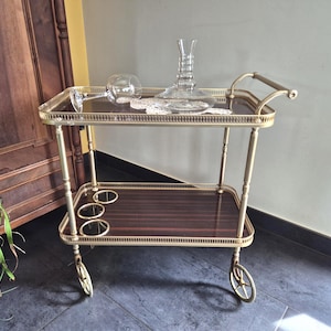 Charming Vintage Rolling Cart | Elegant Bar Cart | Retro Serving Trolley for Home Decor