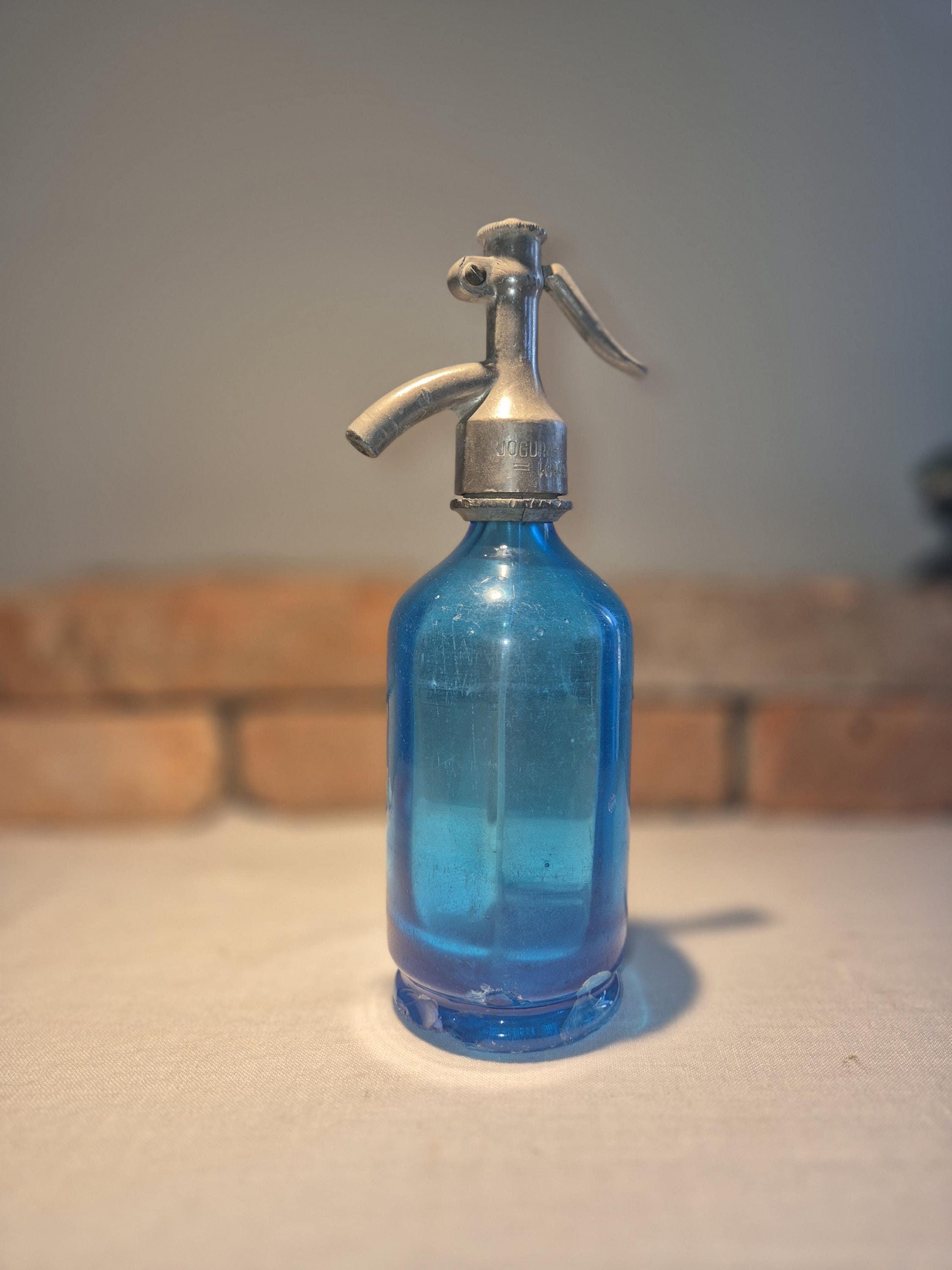 【貴重✨昭和✨Blue Jug✨ブルージャグ✨No.9】 Vintage Blue Glass Seltzer Bottle - Jugora Ručigaj - Retro Decor