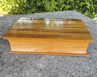 Caja de madera vintage con forma de libro: almacenamiento oculto / caja rústica decorativa para libros