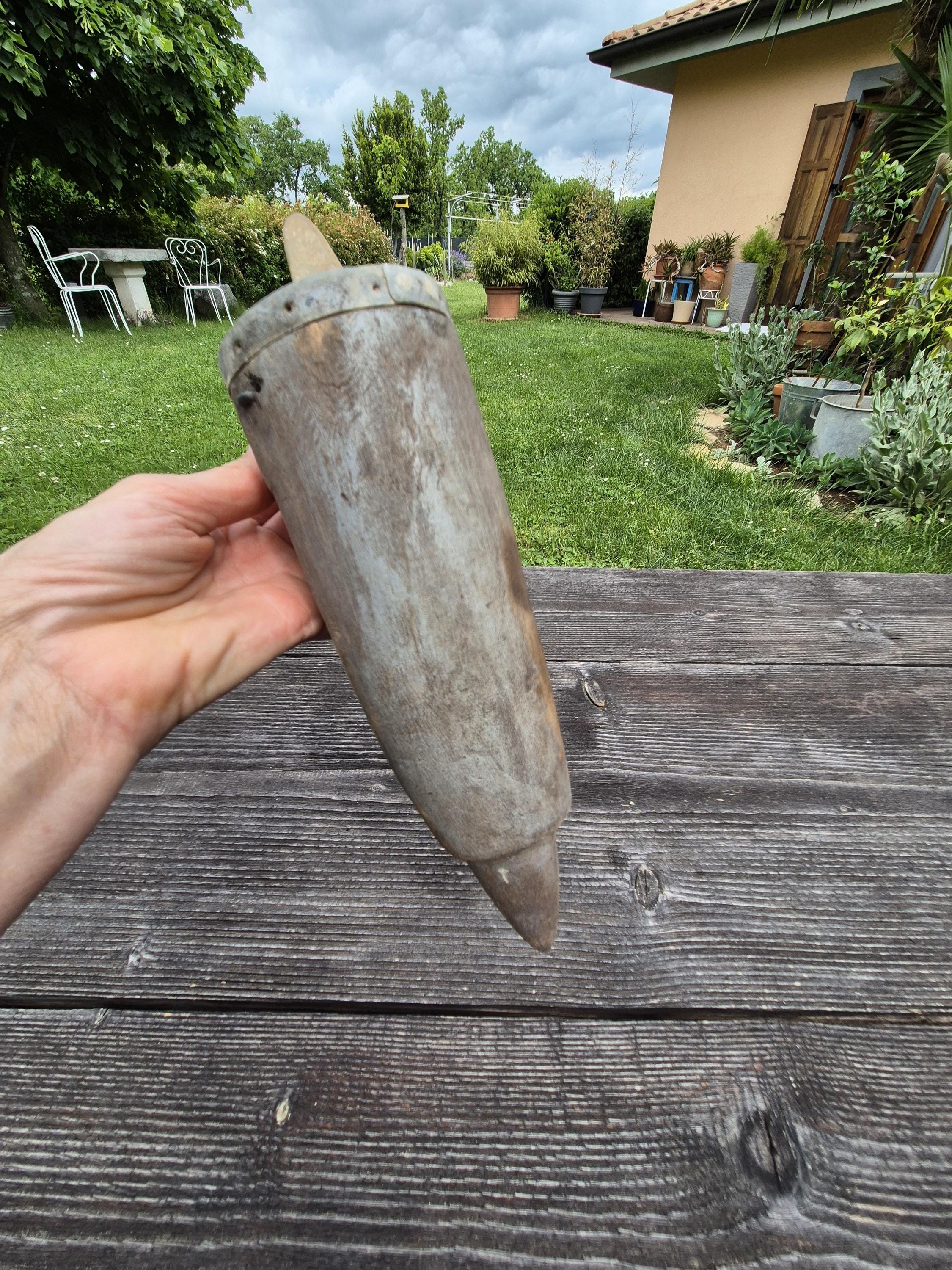 Vintage Wooden Scythe Sharpening Stone Holder – Rustic Farm Tool