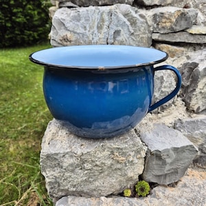 Vintage Blue Enamel Pot: EMO Celje Rustic Farmhouse Decor
