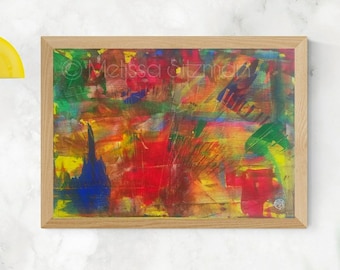 Colorful Abstract Painting: Modern Art on Stretched Canvas (20x24)
