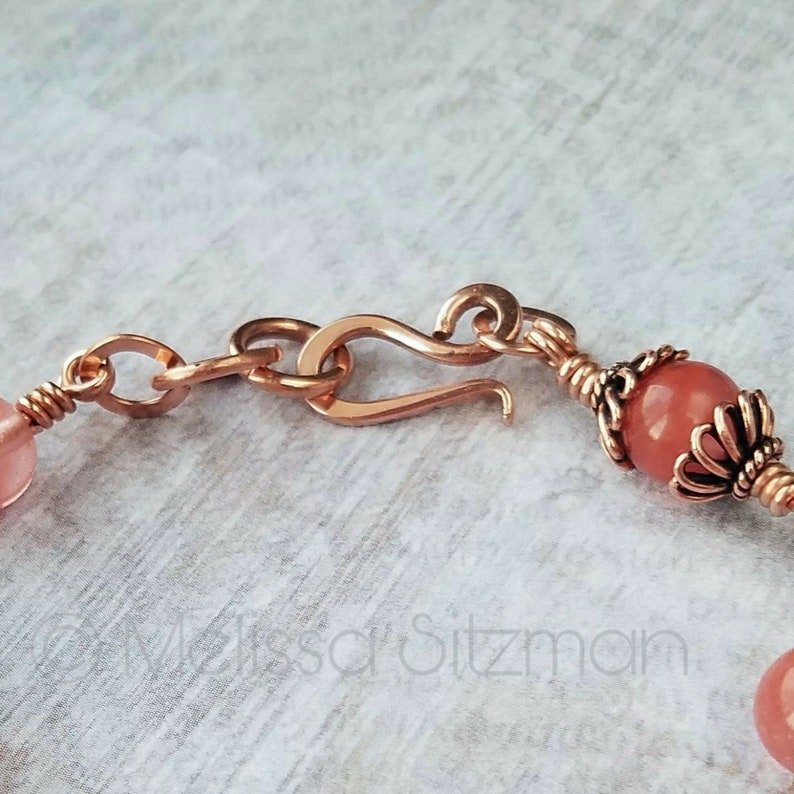 Dainty Cherry Quartz and Copper Bracelet Blush Colored Jewelry Etsy