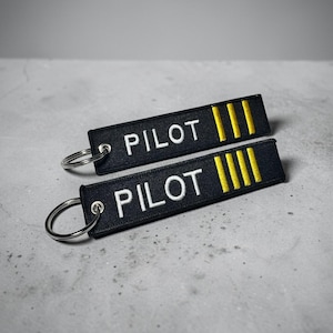 Pilot Bestickter Schlüsselbund Taschenanhänger • Kapitän & Erster Offizier Rankenstreifen