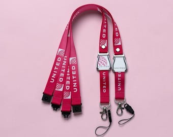 United Airlines Seatbelt Buckle Lanyard | Pink | Awareness