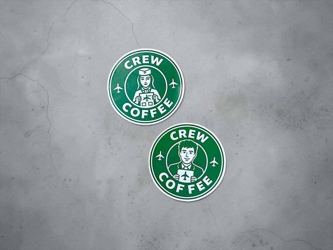 Flight Attendant Coffee Stickers | Airline Crew Parody Decals | Funny ...