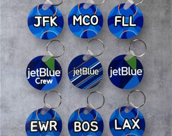 JetBlue Airlines Keychain, Crew base, Flight Attendant Gifts, Cabin Crew, JetBlue, Airline Employee, Travel, Flying, Travel, Crew Gifts