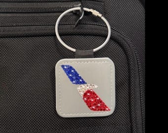 Rhinestoned American Airlines Bag Tag: Flight Attendant Gift