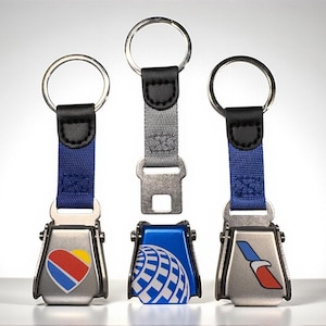 Porte-clés avec boucle de ceinture de sécurité pour compagnie aérienne, Cadeaux pour hôtesses de l&#39;air, United Airlines, Employé de compagnie aérienne, American Airlines, Voyage, Southwest Airlines