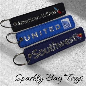 Airlines, Flight Crew Tags, Bedazzled Bag Tag, Keychain, Bag Tag, Crew Luggage Tags, Flight Attendant, Flight Attendant Gifts, Crew,