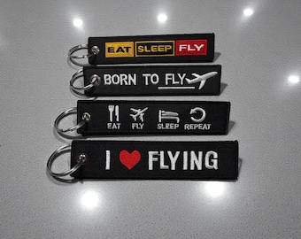 Geborduurd bagagelabel vliegtuigpersoneel: Cadeau stewardess