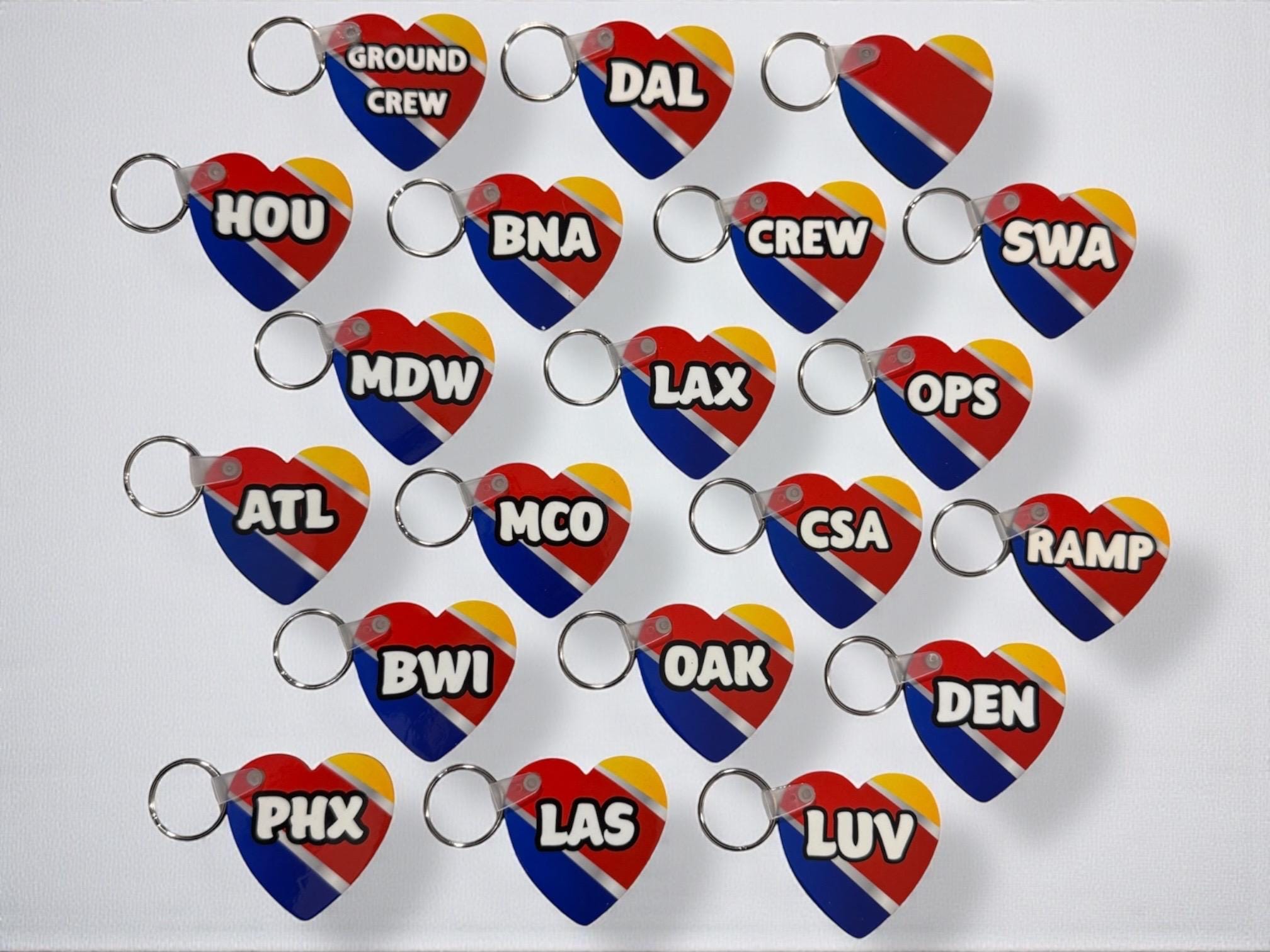 Southwest Airlines Keychain, Crew base, Flight Attendant, LUV, Cabin Crew, Southwest, Heart, Airline Employees, Travel, Flying, Travel, Crew