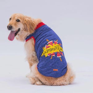 ネイビーサマータイム犬用Tシャツ：大型犬用ペット服