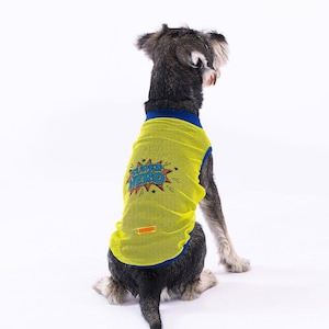 Super Hero Mesh Yellow Dog T-Shirt for Small Medium Large Pets | Summer Breathable Pet Clothes for Dogs | Cute Puppy Outfit Gift