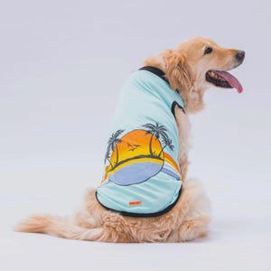 ミントサンライズドッグTシャツ：大型犬用の柔らかいコットン製夏服