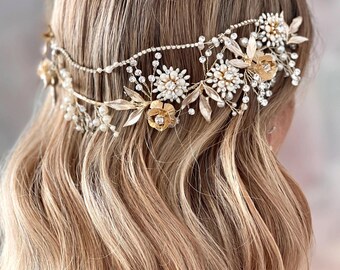 Rose Gold Vine wedding/shower/event hair piece Rose Gold Hair Piece, Wedding Hair Vine, Rose Gold Vine  main image 4