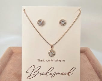 Bruidssieradenset roségouden sierlijke sieradenset bruiloftssieraden bruidsoorbel trouwdag sieraden roségouden bruidsdouche cadeau bruid