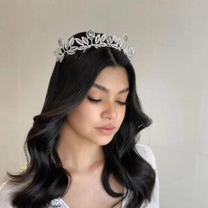 Tiara de novia ANNE, tiara real, corona de boda, tocado de boda, corona de diamantes, tiara de diamantes, tiara de boda, tiara de Swarovski, tiara moderna