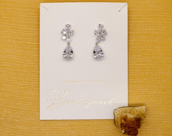 Elegant Teardrop Earrings for Wedding with CZ - Bridal Jewelry