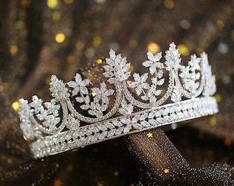 Bridal tiara wedding crown crystal headpiece tall tiara swarovski princess tiara royal statement hair piece quinceanera tiara wedding hair