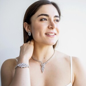 Bridal Jewelry Set Wedding day accessories jewelry set for bride accessories earrings necklace set cubic zirconia bridal set wedding jewelry