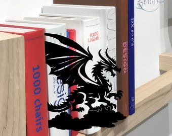 Dragon shaped bookend inserts,gifts for book lovers, library decoration, fantasy bookcase dragon inserts, decorative bookshelf organizer