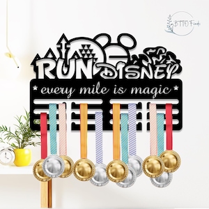 Custom RunDisney Medal Display , Personalized Race Keepsake Hanger for Runners, Marathon Finisher Trophy Holder, Magical Miles Showcase