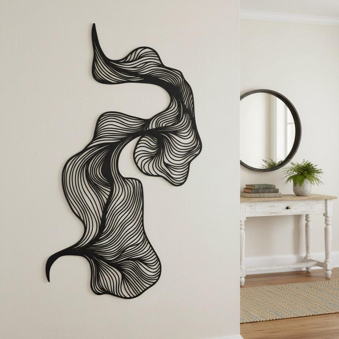 Minimalist Black Metal Line Wall Art,modern Luxury Decor for Bedroom or ...