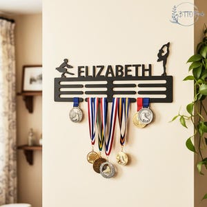 Personlig skridskotrofédisplay, anpassad medaljhängare med namn, prisställ med 12 platser för konståkningstävlingsmedalj, medaljväggdisplay