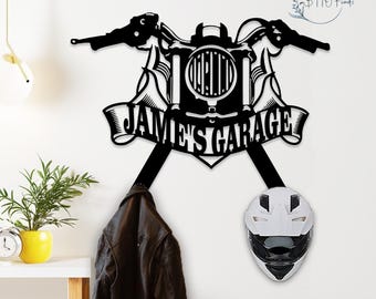 Personalized Motorcycle Helmet Holder, Motorcycle Hooks, Garage Decor, Father's Day Gift, Motorcycle Souvenir Holder, Biker Helmet Holder