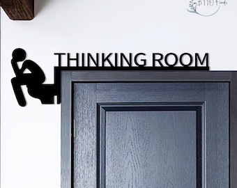 Humorous Bathroom Sign with Custom Text,Funny Restroom Door Topper,Creative Thinking Room Plaque for Toilet Decor,Hilarious Toilet Room Sign