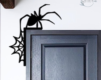 Creepy Crawly Doorway Decor,Realistic Spider Web with Hairy Spider Wall Hanging for Halloween,Gothic Home Entrance Decor for Arachnid Lovers
