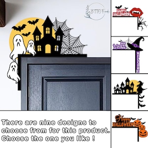 Arte in metallo spettrale di Halloween, decorazione per angolo del portico di Halloween, cartello in metallo con cappello da strega malvagia e luna, cartello angolare in metallo spettrale di Halloween, amante di Halloween