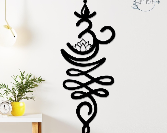 Sanskrit 'Breathe' Metal Wall Art,Yoga Meditation Symbol Sign,Yoga Studio Metal,Boho Spiritual Wall Art for Yoga Rooms,Sanskrit lotus Art