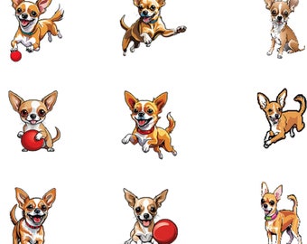 12 Chihuahua Printable Digital Stickers