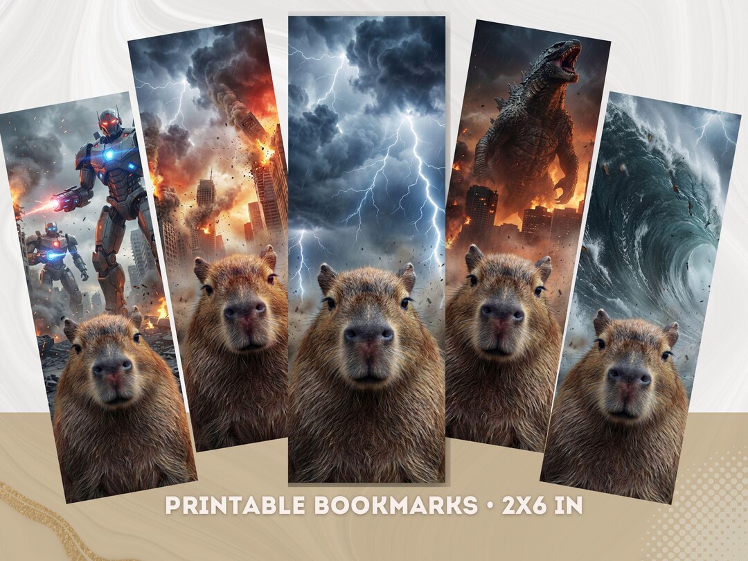 Chaos Capybara Bookmarks: Funny Printable Bookmark Set, Disaster ...