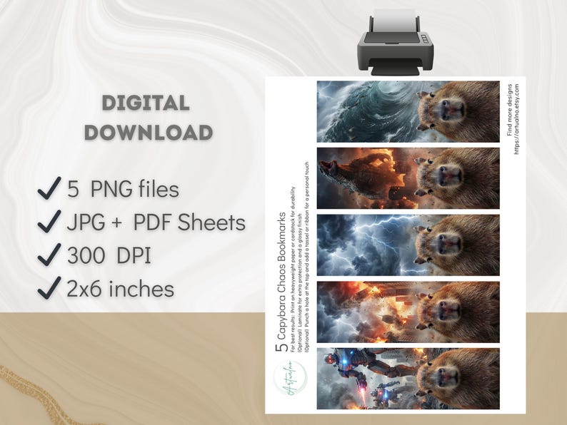 Chaos Capybara Bookmarks: Funny Printable Bookmark Set, Disaster ...