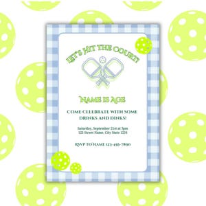 Pickleball Birthday Party Invitation Printable, Pickleball Editable Template, Birthday Party Invite