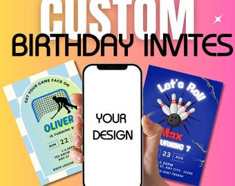 Mobile Custom Birthday Invitation – Personalised Digital Kids Party Invite – PDF & PNG Included – Any Theme Made to Order