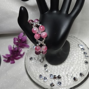 Rosa und Silber zartes Drahtarmband